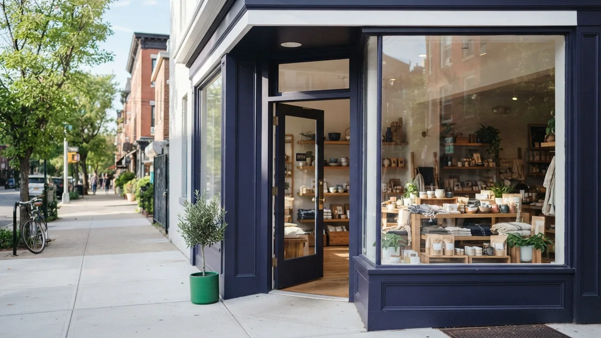 Local business reaching nearby customers Neighborhood shop ready to welcome nearby customers